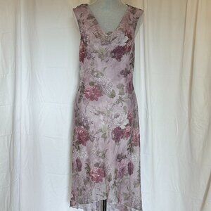 Connected Apparel Women's 90s Vintage Floral cowl neck Midi Dress Size 12